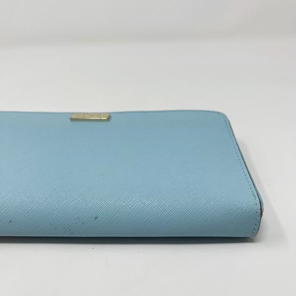 Kate Spade Grace Blue Newbury Lane Neda Wallet Leather Zip Around Gold Hardware - Picture 4 of 14